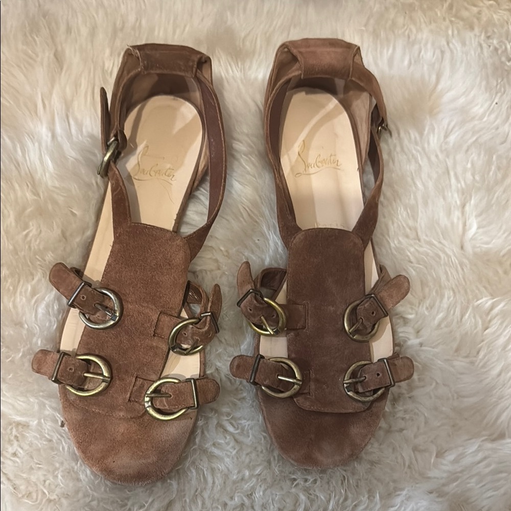 Christian Louboutin Brown Sandals with Open Toe and Straps